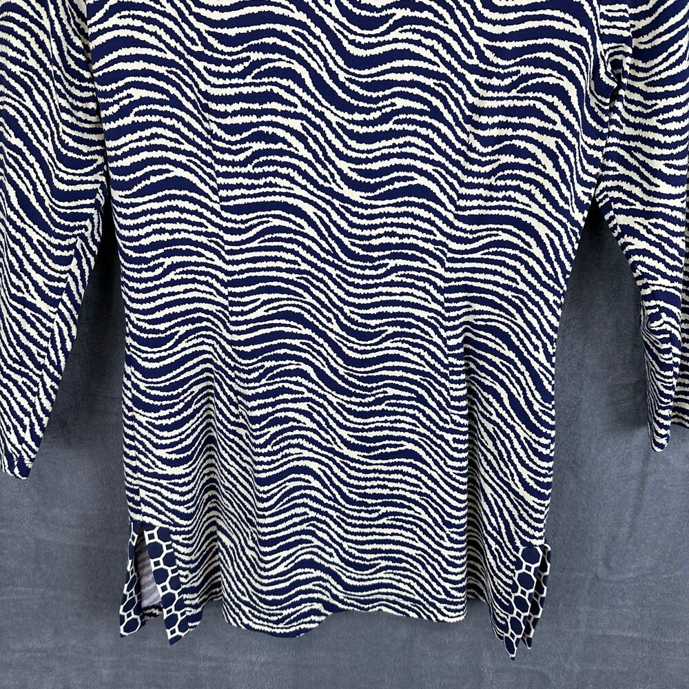J Mclaughlin Top Womens XS Navy Zebra Catalina Tunic 3/4 Length Sleeve Stretch - Picture 7 of 15